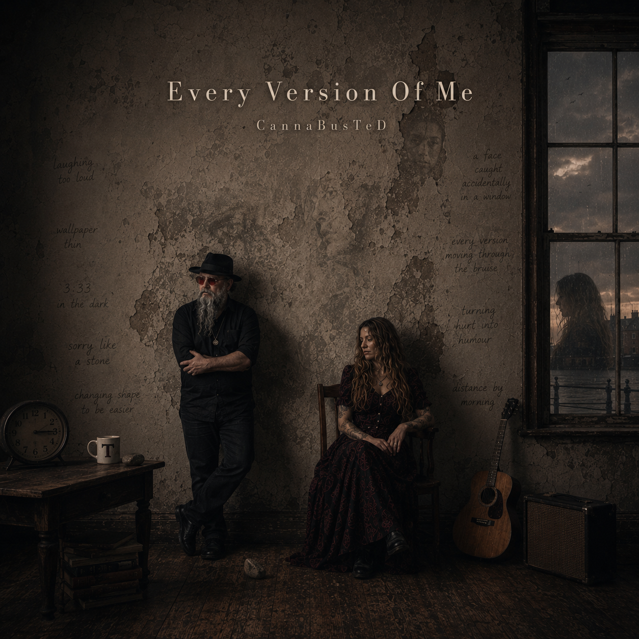 My Fake Life album cover — two figures in a worn sepia-walled room
